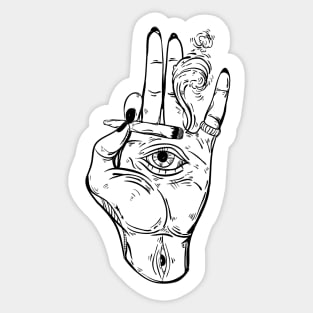 Stoned hand weed illustration Sticker